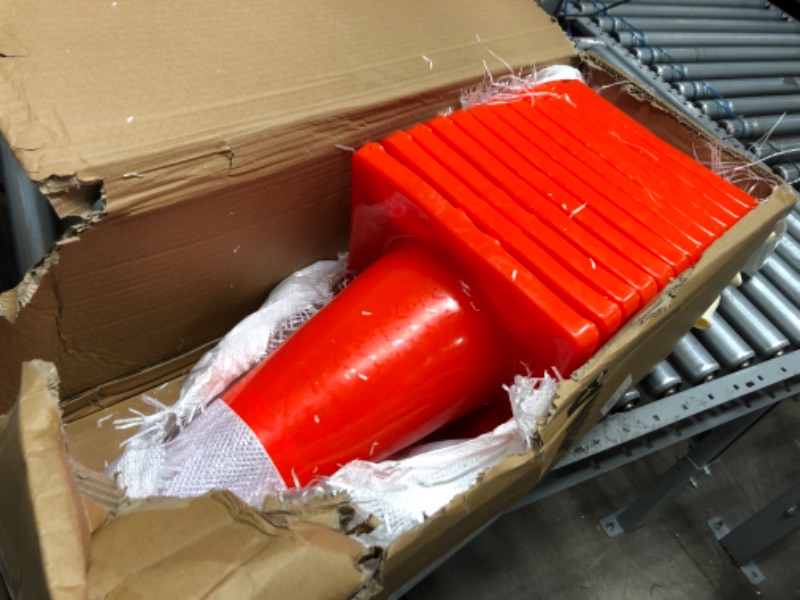 Photo 2 of [ 12 Pack ] 18" Traffic Cones Plastic Road Cone PVC Safety Road Parking Cones Construction Cones Weighted Hazard Cones Orange Safety Cones Field Marker Cones Parking Barrier Traffic Cones (12)
