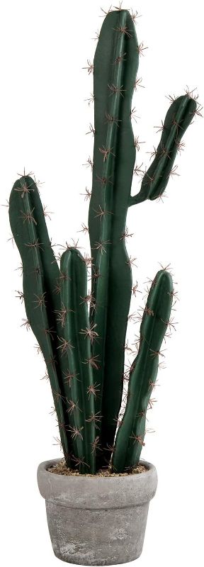 Photo 1 of 30-Inch Artificial Potted Saguaro Cactus in Gray Cement Planter Pot