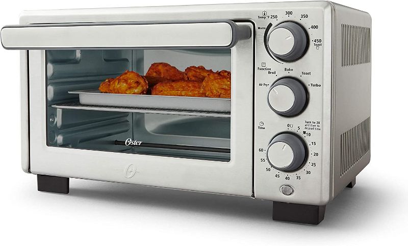 Photo 1 of Oster Compact Countertop Oven With Air Fryer, Stainless Steel
