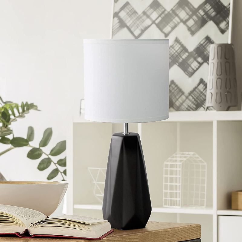 Photo 1 of (PARTS ONLY) Simple Designs LT2082-BLK Ceramic Prism Table Lamp, Black