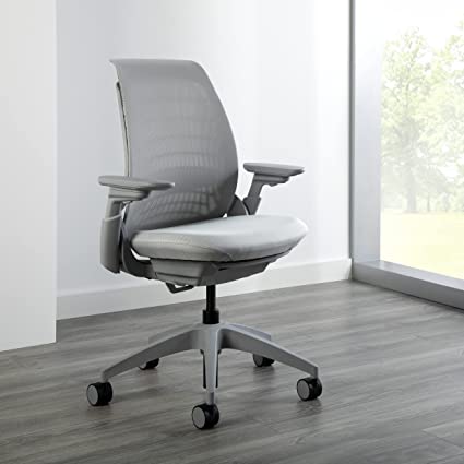 Photo 1 of ALLSTEEL Mimeo Mesh Office Chair with Lumbar Support, Adjustable Arms, Activated Recline, 300lb Max Weight with Wheels for Computer/Desk, Light Gray Loft
