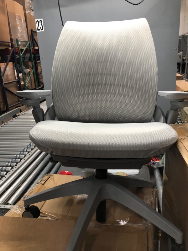 Photo 2 of ALLSTEEL Mimeo Mesh Office Chair with Lumbar Support, Adjustable Arms, Activated Recline, 300lb Max Weight with Wheels for Computer/Desk, Light Gray Loft
