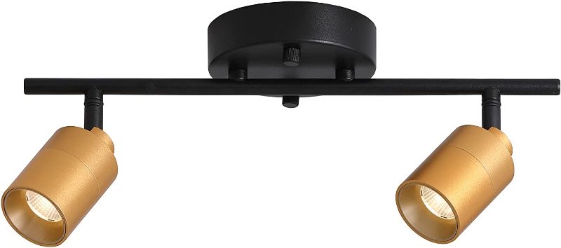 Photo 1 of VidaLite LED Track Light 7W Two Bulb Fixed Rail with Rotating Heads 3000K Modern Interior Spotlight for Kitchen Art and Living Room, 2450 Lumens, 3, Gold 24" WIDTH
