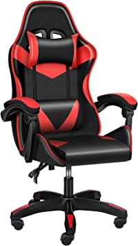 Photo 1 of Simple Deluxe Backrest and Seat Height Adjustable Swivel Recliner Racing Office Computer Ergonomic Video Game Chair, Without footrest,440lb Capacity, Red/Black
