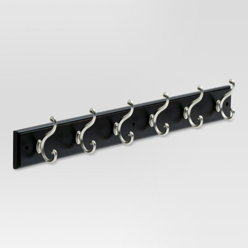 Photo 1 of 27" Scroll Hook Rack with 6 Scroll Hooks - Vintage Black/Vintage Nickel - Threshold
