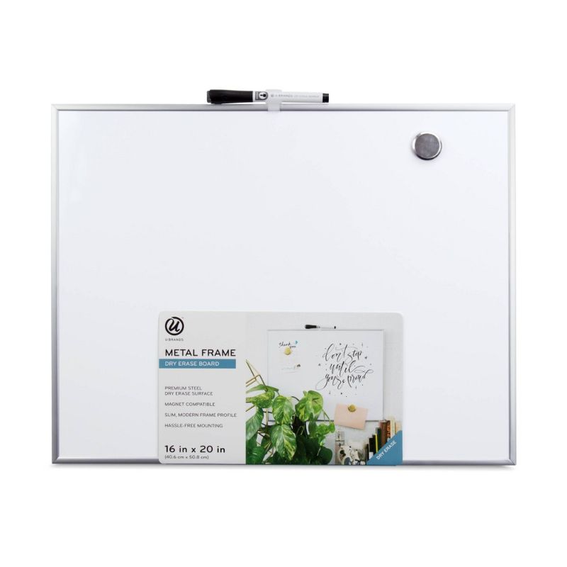 Photo 1 of U Brands 16"x20" Magnetic Dry Erase Board Silver Frame
