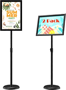 Photo 1 of 2 Pack Sign Holder Adjustable Poster Stand Aluminum Snap Open Frame,Standing Floor Sign Stand for 11x17 Inch,Vertical and Horizontal View Sign Displayed
