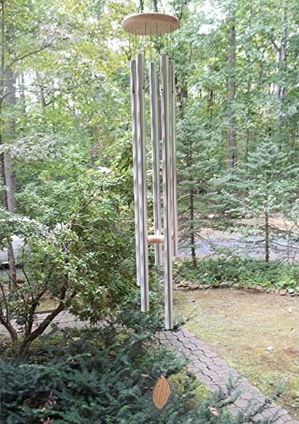 Photo 1 of 5' Big Extra Large 57" Wind Chime Deep Tone Tuned Resonant Bass Sound Church Windchime Outdoor Unique Memorial Sympathy-Garden Hanging Decorations Yard Bells, Silver
