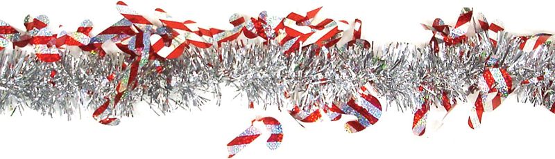 Photo 1 of *2 pack, Brite Star Die Cut Tinsel, Silver/Candy Cane 9 ft 
