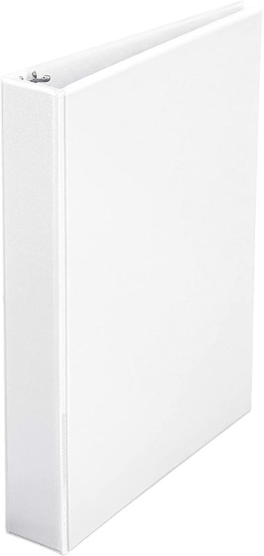 Photo 1 of Amazon Basics 1.5 Inch, 3 Ring Binder, Round Ring, Customizable View Binder, White, 4-Pack
