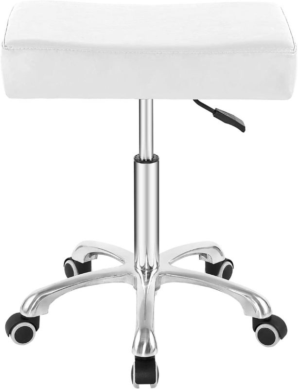 Photo 1 of Nazalus Rolling Swivel Stool Height Adjustable with Wheels Heavy Duty for Office Home Desk Counter Salon (Black) (White, Without Footrest)
