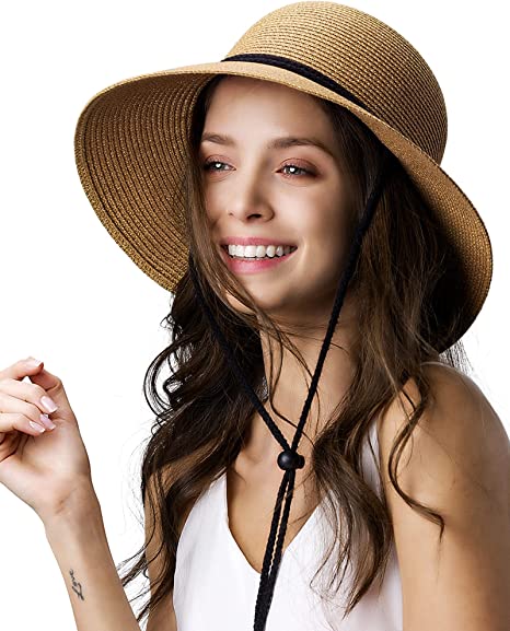 Photo 1 of FURTALK Womens Wide Brim Sun Hat with Wind Lanyard UPF Summer Straw Sun Hats for Women
LARGE