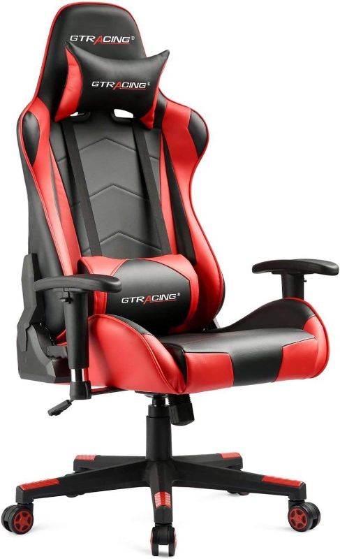 Photo 1 of GTRACING Gaming Chair Racing Office Computer Ergonomic Video Game Chair Backrest and Seat Height Adjustable Swivel Recliner with Headrest and Lumbar Pillow Esports Chair,Red
