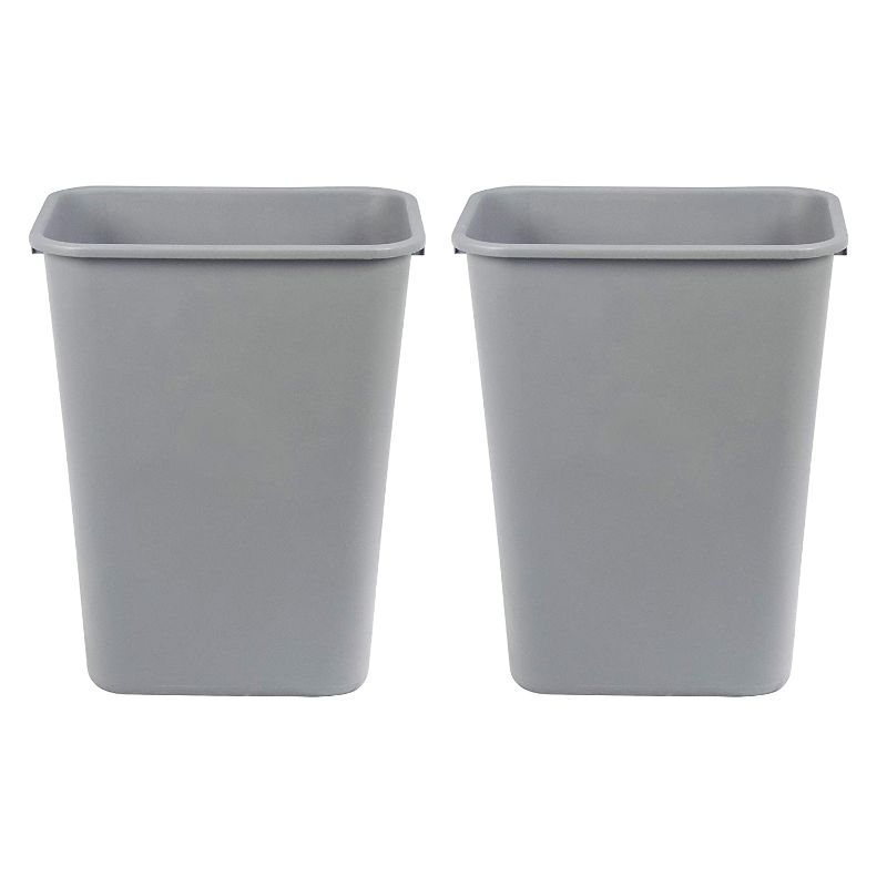 Photo 1 of AmazonCommercial 10 Gallon Commercial Office Wastebasket, Grey, 2-Pack
