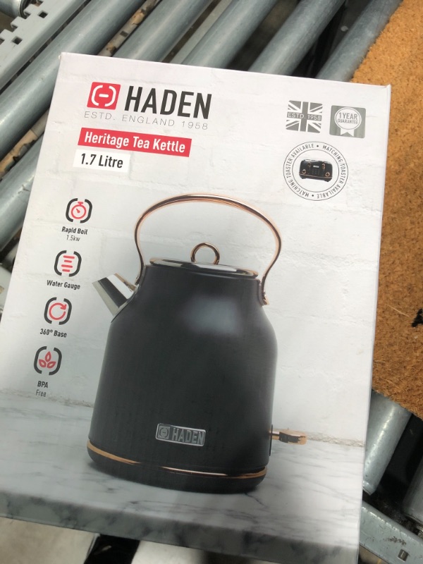 Photo 2 of Haden Heritage 1.7L Stainless Steel Electric Tea Kettle - Black and Copper