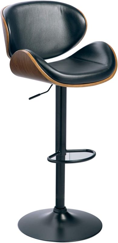 Photo 1 of ***MISSING COMPONENTS***Signature Design by Ashley Bellatier Mid-Century Modern 34" Adjustable Height Curved Bar Stool, Brown & Black
