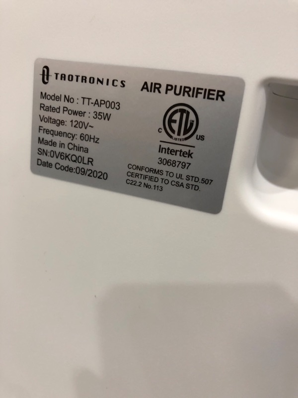 Photo 3 of TaoTronics Air Purifier