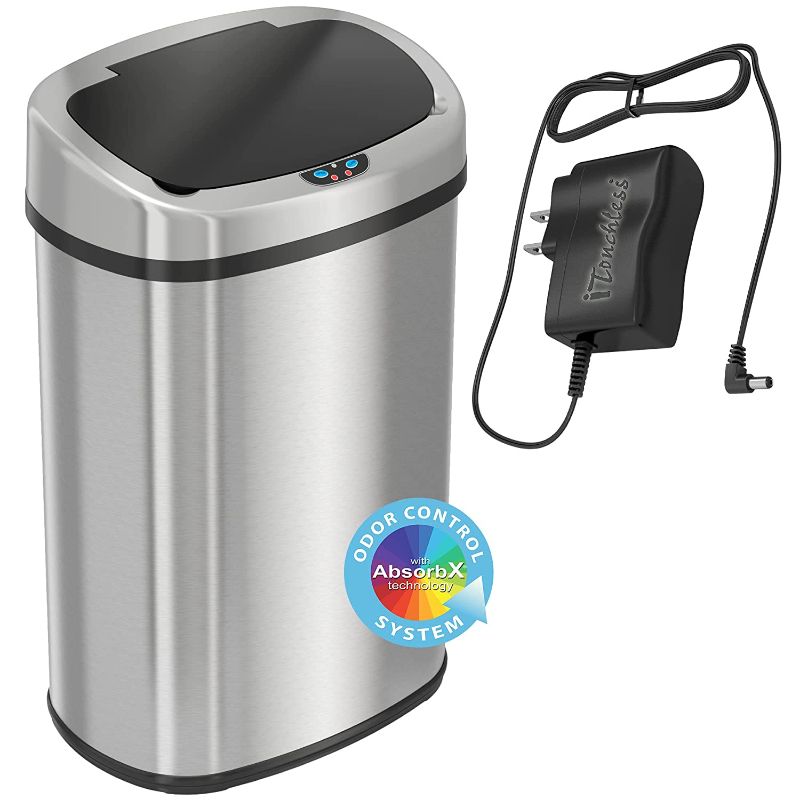 Photo 1 of iTouchless 13 Gallon Oval Sensor Touchless Trash Can 