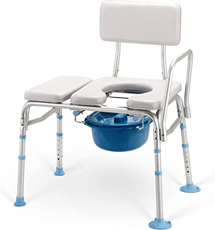 Photo 1 of OasisSpace Bathtub Transfer Bench with Commode Opening - Combination Padded Shower Transfer Bench with Removable Backrest & Adjustable Legs, Tub Bench with Cutout Seat for Handicap, Disabled, Seniors
