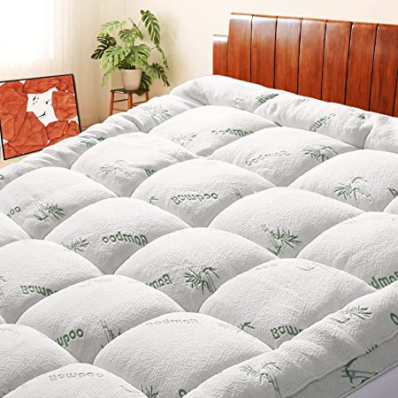 Photo 1 of Bamboo Mattress Topper Full Size , Extra Thick Breathable, Soft Quilted Fitted Mattress Cover with 1000 GSM Down Alternative Fill (8-21”Deep Pocket)
