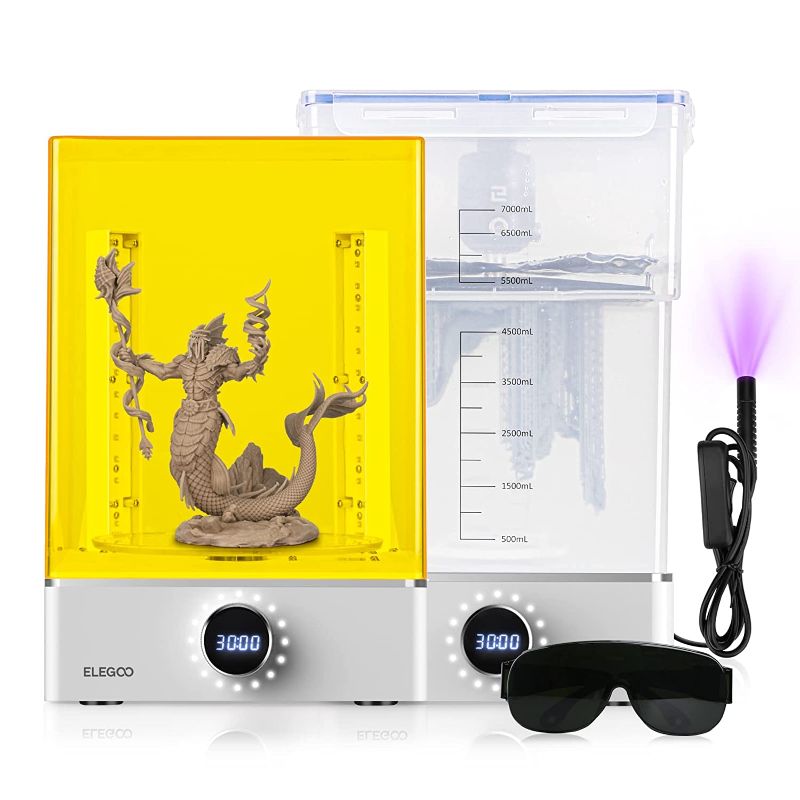 Photo 1 of ELEGOO Mercury XS Bundle with Separate Washing and Curing Station for Large Resin 3D Printed Models, Compatible with Saturn and Mars LCD 3D Printers, with a Handheld UV Lamp
