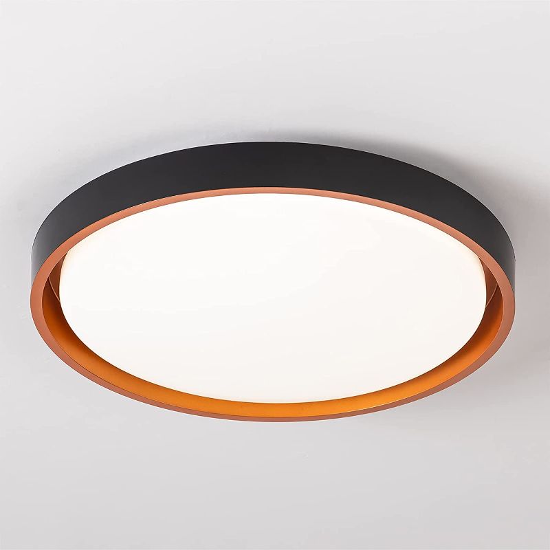 Photo 1 of 15.8 Inch Flush Mount LED Ceiling Light, 30W 3000K Black Modern Lighting Fixture, Round Ceiling Lamp for Living Room Kitchen Bedroom
