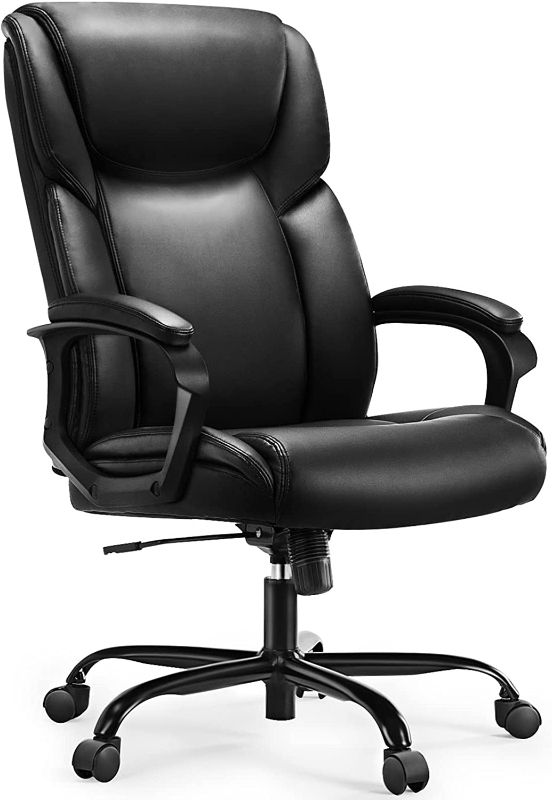 Photo 1 of Executive Office Chair - Ergonomic Big and Tall Home Computer Desk Chair with Lumbar Support, PU Leather, High Back , Adjustable Height & Swivel
