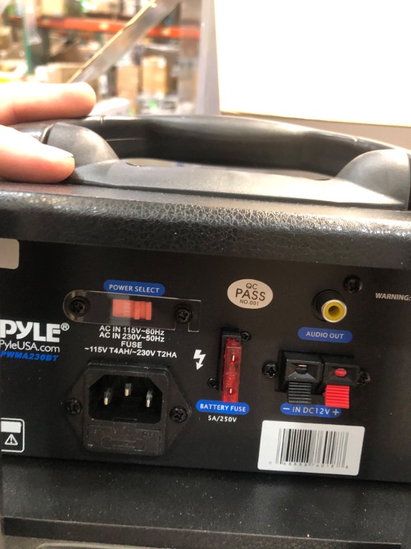 Photo 1 of Pyle Wireless Portable PA System-400W Bluetooth Compatible Rechargeable Battery Powered Outdoor Sound Stereo Speaker Microphone Set w/Handle, Wheels-1/4 to AUX, RCA Cable (PWMA230BT)
