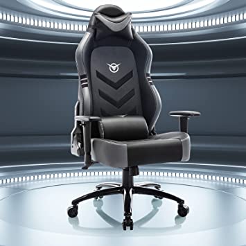 Photo 1 of Big and Tall Gaming Chair 350lbs-Racing Style Computer Gamer Chair,Ergonomic Desk Office PC Chair with Wide Seat, Reclining Back, Adjustable Armrest for Adult Teens-Black/Grey
