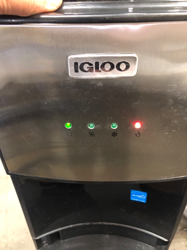 Photo 4 of Igloo IWCBL353CRHBKS Stainless Steel Hot, Cold & Room Water Cooler Dispenser, Holds 3 & 5 Gallon Bottles, 3 Temperature Spouts, No Lift Bottom Loading, Child Safety Lock, Black/Stainless
