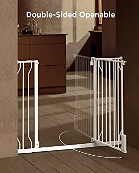 Photo 1 of Ciays 29.5” to 45.3” Baby Gate for Stairs Doorways and House, 30” Height Extra Wide Auto-Close Safety Dog Gate for Pets with Secure Alarm, Pressure Mounted, White
