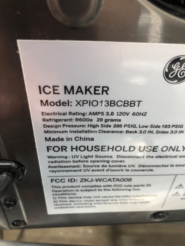 Photo 5 of GE Profile
Opal 24 lb Portable Nugget Ice Maker in Black Stainless, with Side Tank, and WiFi connected