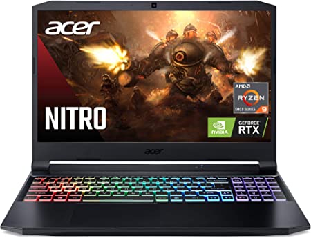 Photo 1 of Acer Nitro 5 AN515-45-R9QH Gaming Laptop, AMD Ryzen 9 5900HX (8-Core) | NVIDIA GeForce RTX 3080 Laptop GPU | 15.6" QHD 165Hz 3ms IPS Display | 32GB DDR4 | 1TB NVMe SSD | WiFi 6 | RGB Backlit Keyboard
