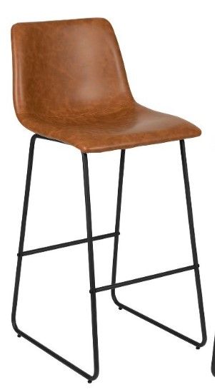 Photo 1 of **ONE CHAIR* SMALL TEAR* Emma and Oliver Set of 2 Kitchen Bar Height Stool - 30 Inch LeatherSoft Barstool

