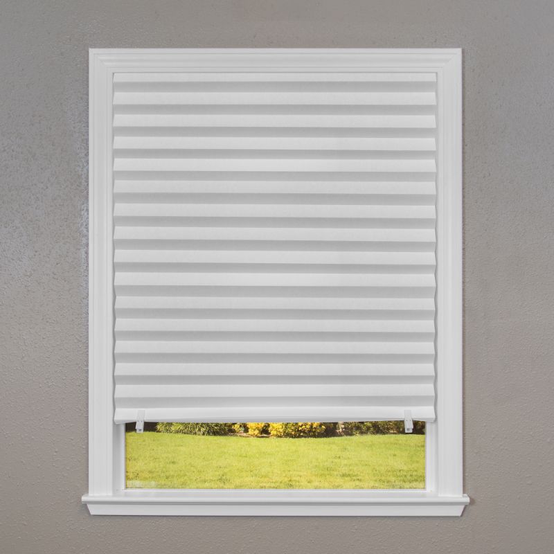 Photo 1 of **SET OF 2** DAMAGED** Redishade Light Filtering 36" X 72" Cordless Pleated Shade in White (Set of 6)

