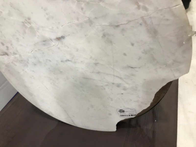Photo 2 of **Damaged ** Marble Top Round Table Gold - Project 62™