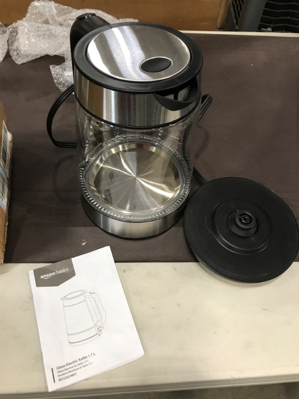 Photo 2 of **PARTS ONLY NON FUNCTIONAL** Amazon Basics Electric Glass and Steel Hot Tea Water Kettle, 1.7-Liter

