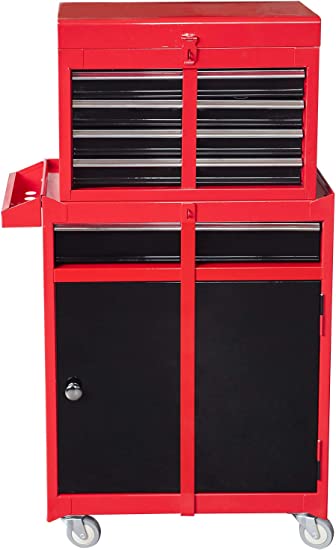 Photo 1 of **HEAVY DAMAGE* MISSING PARTS* BIG RED ATBT1204R-RB Torin Rolling Garage Workshop Tool Organizer: Detachable 4 Drawer Tool Chest with Large Storage Cabinet and Adjustable Shelf, Red/Black 