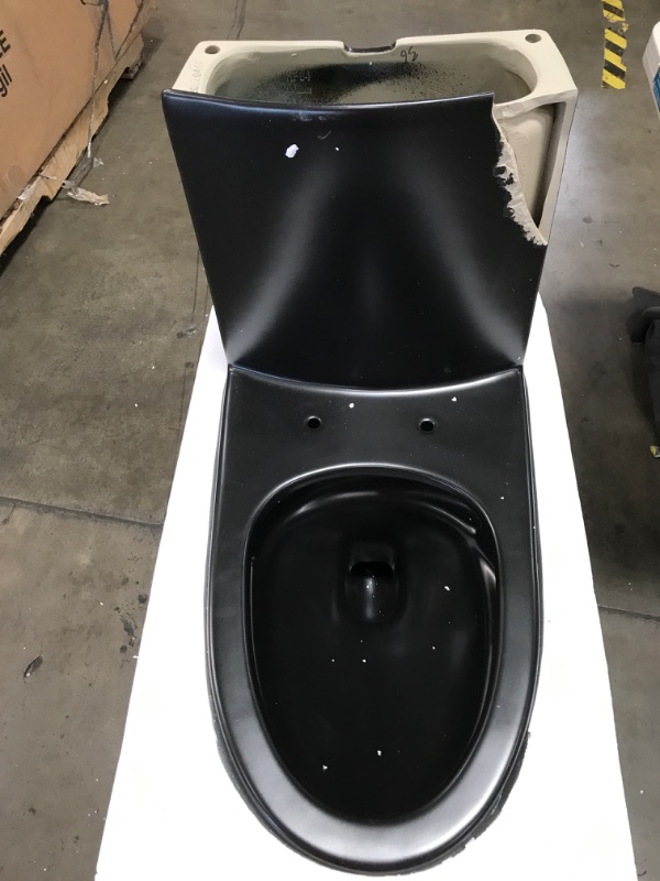 Photo 5 of **DAMAGED** St. Tropez 1-Piece 1.1/1.6 GPF Dual Flush Elongated Toilet in Matte Black Seat Included

