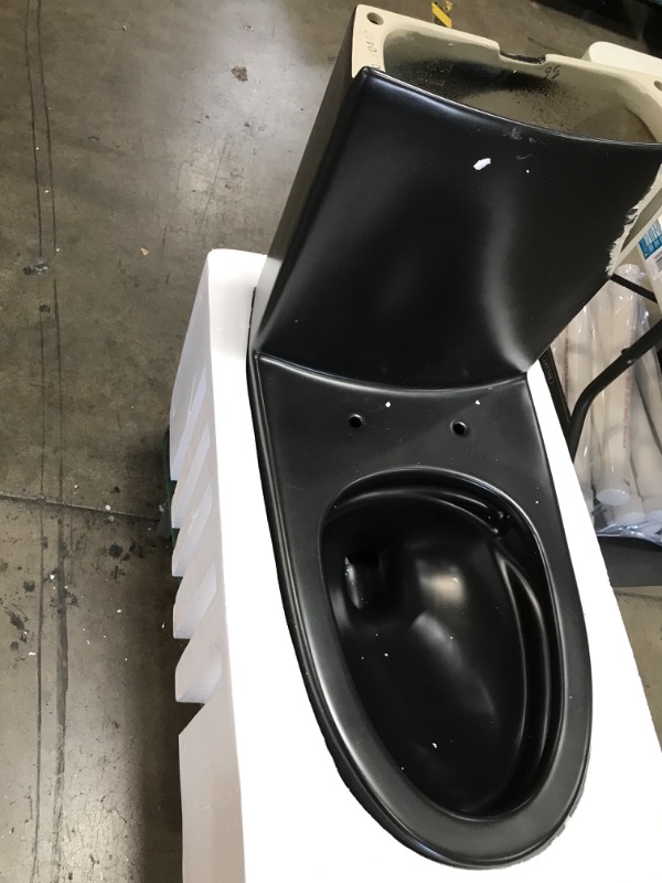 Photo 6 of **DAMAGED** St. Tropez 1-Piece 1.1/1.6 GPF Dual Flush Elongated Toilet in Matte Black Seat Included
