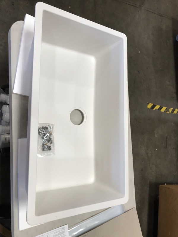 Photo 2 of **MISSING SMALL PARTS** Elkay Quartz Classic Undermount 33-in x 18.46-in White Single Bowl Kitchen Sink