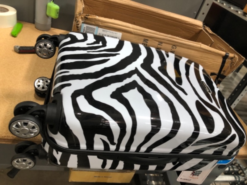 Photo 2 of Rockland Safari Hardside Spinner Wheel Luggage, Zebra, Carry-On 20-Inch
