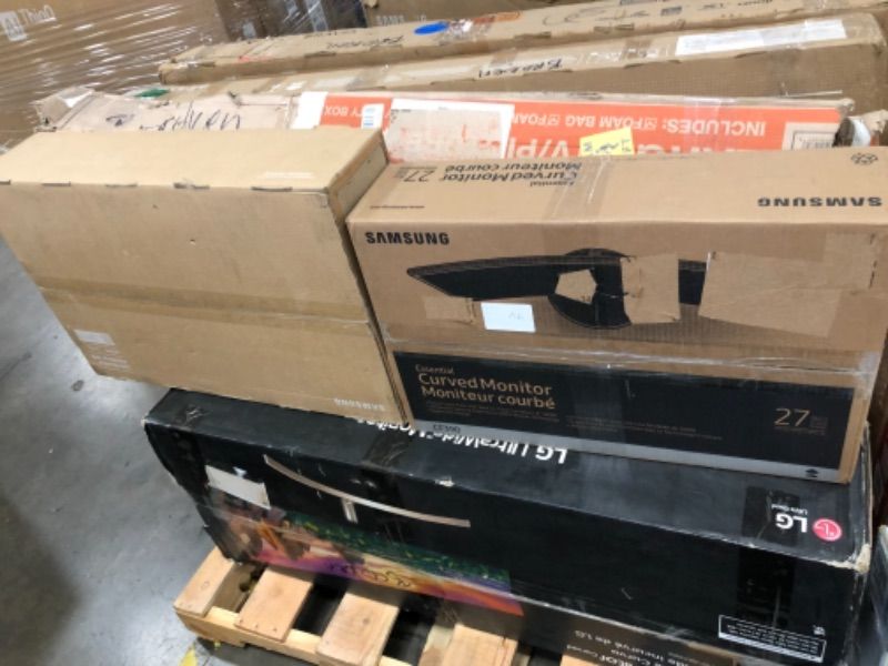 Photo 1 of PALLET OF ASSORTED DAMAGED TVS NO RETURNS NONREFUNDABLE
