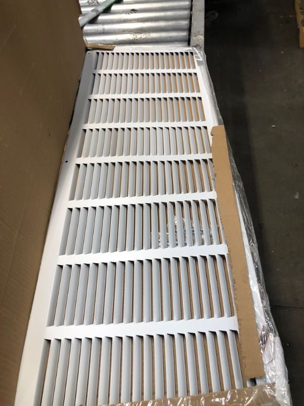 Photo 2 of 32" X 10" RETURN AIR GRILLE - SIDEWALL AND CEILING - HVAC VENT DUCT COVER DIFFUSER - [WHITE] [OUTER DIMENSIONS: 33.75W X 11.75" H]
