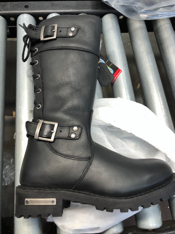 Photo 3 of Milwaukee Leather MBL9385 Women S Black 15 Inch Calf Laced Leather Riding Boots with Side Zipper Entry 8.5
