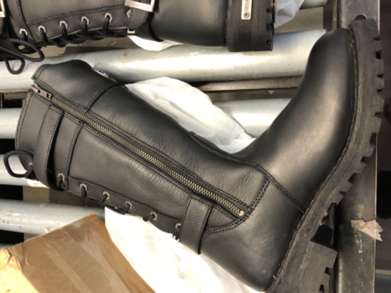 Photo 2 of Milwaukee Leather MBL9385 Women S Black 15 Inch Calf Laced Leather Riding Boots with Side Zipper Entry 8.5
