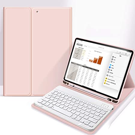 Photo 1 of Aoub Case for iPad Pro 11 3rd/2nd/1st Generation, Stand Folio Detachable Wireless Bluetooth Keyboard Cover Soft TPU Back Case with Pencil Holder for iPad Pro 11 inch 2021/2020/2018, Baby Pink
