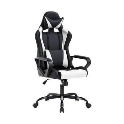 Photo 1 of High-Back Gaming Chair PC Office Chair Computer Racing Chair PU Desk Task Chair Ergonomic Executive Swivel Rolling Chair with Lumbar Support for Back Pain Women, Men (White)
