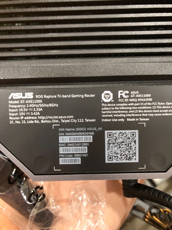 Photo 4 of ASUS ROG Rapture WiFi 6E Gaming Router (GT-AXE11000) - Tri-Band 10 Gigabit Wireless Router, World's First 6Ghz Band for Wider Channels & Higher Capacity, 1.8GHz Quad-Core CPU, 2.5G Port, AURA RGB
