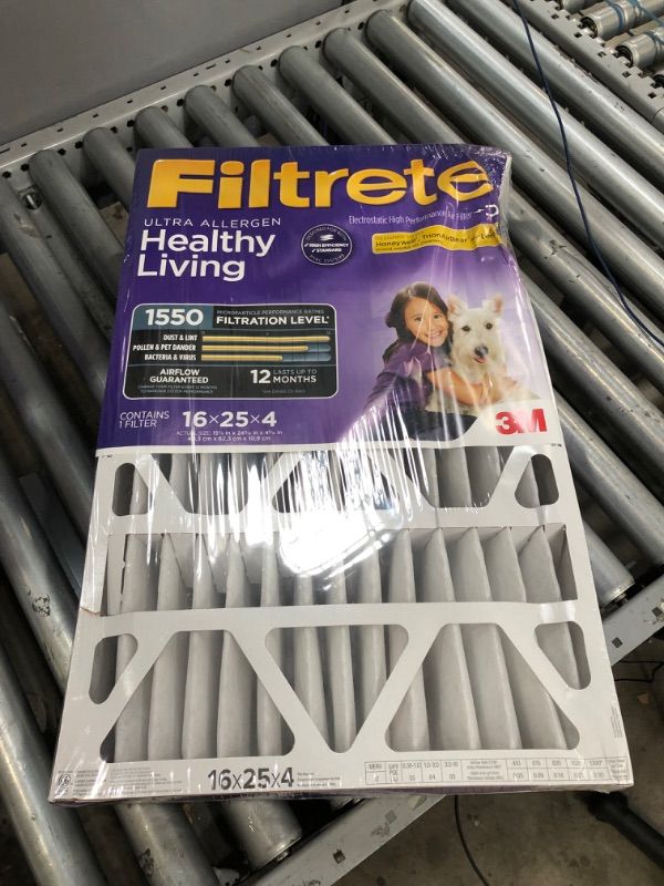 Photo 1 of 3M FILTRETE ALLERGEN AIR FILTER, 16" X 25" X 4"
